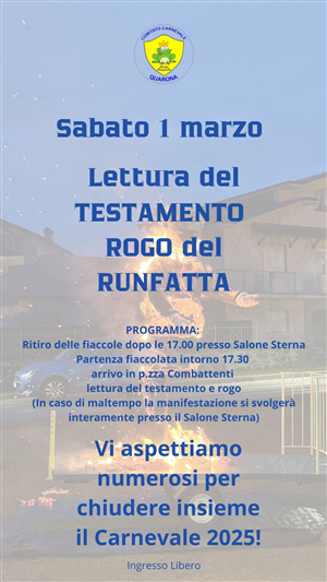 Carnevale di Quarona
Ballo dei Bambini  e Rogo Del Runfatta